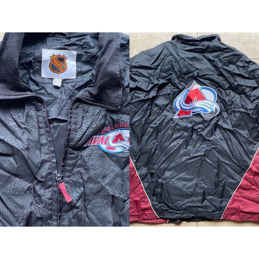 Colorado Avalanche 90s windbreaker jacket XL black burgundy NHL hockey vintage